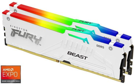 Kingston Fury Beast White RGB EXPO 64GB DDR5 6000MT/s / CL36 / DIMM / Kit 2x 32GB