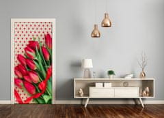 tulup.sk Samolepiace fototapety na dvere červené tulipány 75x205 cm