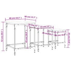 Vidaxl Zasúvacie konferenčné stolíky 3 ks sivé sonoma kompozitné drevo
