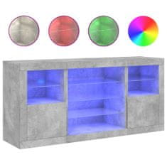 Petromila vidaXL Komoda s LED svetlami betónovo-sivá 142,5x37x67 cm