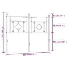 Vidaxl Kovové čelo postele biele 120 cm