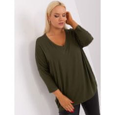 RELEVANCE Dámska blúzka s výstrihom do V plus size BASA khaki RV-BZ-5745.18_399899 Univerzálne