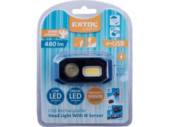 Extol Light čelovka 480lm, USB nabíjanie, IR čidlo, OSRAM LED+COB LED