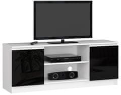 Akord TV stolík Beron 140 cm čierny lesk/biely
