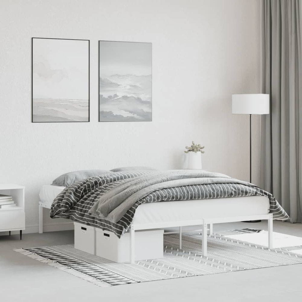Petromila vidaXL Kovový rám postele biely 135x190 cm