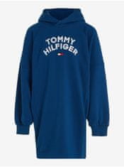 Tommy Hilfiger Modré dievčenské mikinové šaty s kapucňou Tommy Hilfiger 122