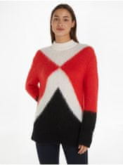 Tommy Hilfiger Krémovo-červený dámsky sveter s prímesou vlny Tommy Hilfiger L