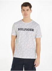 Tommy Hilfiger Biele pánske vzorované tričko Tommy Hilfiger XL