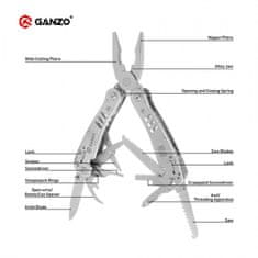 Ganzo Multi Tool G301 multifunkčný nástroj - kliešte, pochrómovaný povrch, 26 funkcií