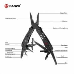 Ganzo Multi Tool G302-B multifunkčný nástroj - kliešte, čierna, 27 funkcií 