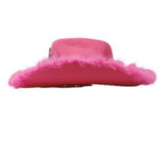 Guirca Dámsky kovbojský klobúk ružový s brošňou