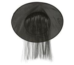 Guirca Čarodejnícky klobúk čierny s vlasmi