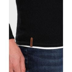 OMBRE Pánsky bavlnený sveter s okrúhlym výstrihom V1 OM-SWSW-0103 čierny MDN124227 M