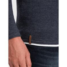 OMBRE Pánsky bavlnený sveter s okrúhlym výstrihom V3 OM-SWSW-0103 tmavomodrý MDN124229 XL