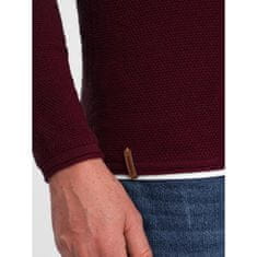 OMBRE Pánsky bavlnený sveter s okrúhlym výstrihom V8 OM-SWSW-0103 bordová MDN124231 XL