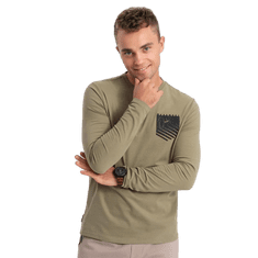 OMBRE Pánske tričko s dlhým rukávom a potlačou V2 OM-LSPT-0118 zelené MDN124244 XXL