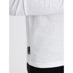 OMBRE Pánske tričko s dlhým rukávom a potlačou V1 OM-LSPT-0118 biela MDN124242 M