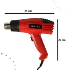 WOWO KAFUWELL Elektrická Teplovzdušná Pištoľ, Regulácia Teploty 0-600°C, 1600W + 4 Vymeniteľné Hroty