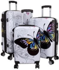 MONOPOL Sada kufrov Butterfly White 3-set