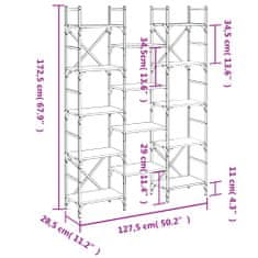 Vidaxl Knižnica sivá sonoma 127,5x28,5x172,5 cm kompozitné drevo