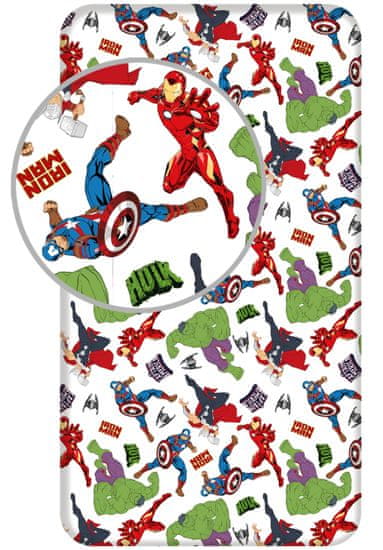 Jerry Fabrics Avengers White vypasovaná plachta 90x200 cm