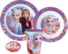 Stor Disney Frozen Dinnerware, mikro plastová sada, s pohárom 260 ml