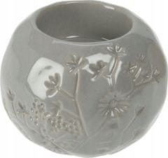 Koopman Dekoratívny porcelánový svietnik sivý 8,8 x 7,2 cm