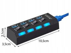 Verk  06236 Mini USB Hub 3.0, 4 porty