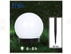 Verk  12285 Záhradná solárna lampa guľa biela, 10 cm, IP65, 4 ks