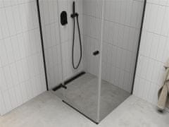 Mexen Roma, sprchovací kút 80 (dvere) x 110 (stena) cm, 6mm číre sklo, čierny profil, 854-080-110-70-00