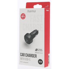 HAMA rýchla USB nabíjačka do vozidla, USB-C PD/QC 25 W