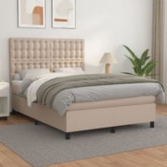 shumee Boxspring posteľ s matracom kapučínová 140x190 cm umelá koža