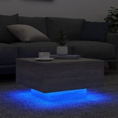 Vidaxl Konferenčný stolík s LED svetlami sivý sonoma 55x55x31 cm