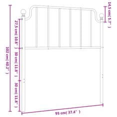 Vidaxl Kovové čelo postele biele 90 cm