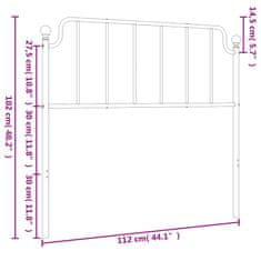 Vidaxl Kovové čelo postele biele 107 cm