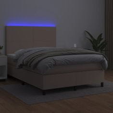 Petromila vidaXL Boxspring posteľ matrac a LED kapučínová 140x190 cm umelá koža