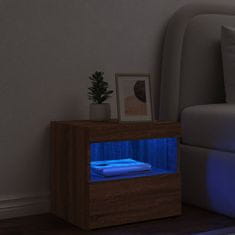 Petromila vidaXL Nočný stolík s LED svetlami hnedý dub 50x40x45 cm