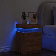 Petromila vidaXL Nočný stolík s LED svetlami hnedý dub 35x39x55 cm
