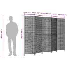 Petromila vidaXL Paraván 5 panelov sivý polyratan