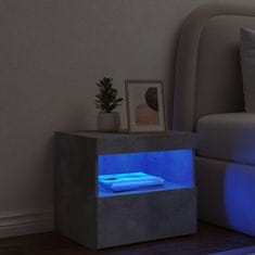 Petromila vidaXL Nočný stolík s LED svetlami betónovo sivý 50x40x45 cm