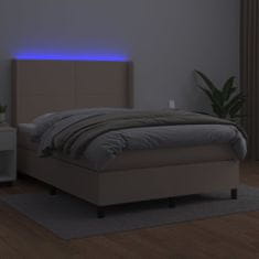 Petromila vidaXL Boxspring posteľ matrac a LED kapučínová 140x190 cm umelá koža