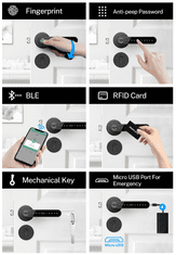 BOT Inteligentná rukoväť TTLock H21 čierna