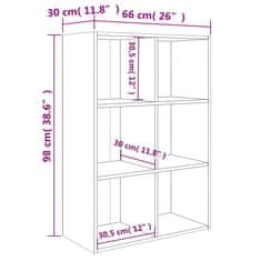 Vidaxl Knižnica/komoda, biela 66x30x98 cm, kompozitné drevo