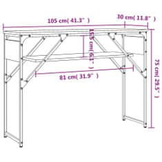 Vidaxl Konzolový stolík s policou hnedý dub 105x30x75 cm kompoz. drevo