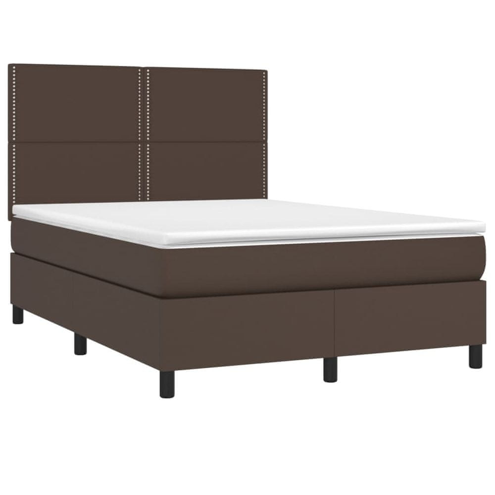 Vidaxl Boxspring posteľ s matracom hnedá 140x190 cm umelá koža