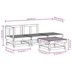 Vidaxl 4-dielna záhradná sedacia súprava masívna borovica