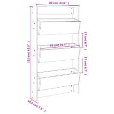 Petromila vidaXL Nástenný kvetináč 3-pos. 60x18,5x110 cm čierny masívna borovica