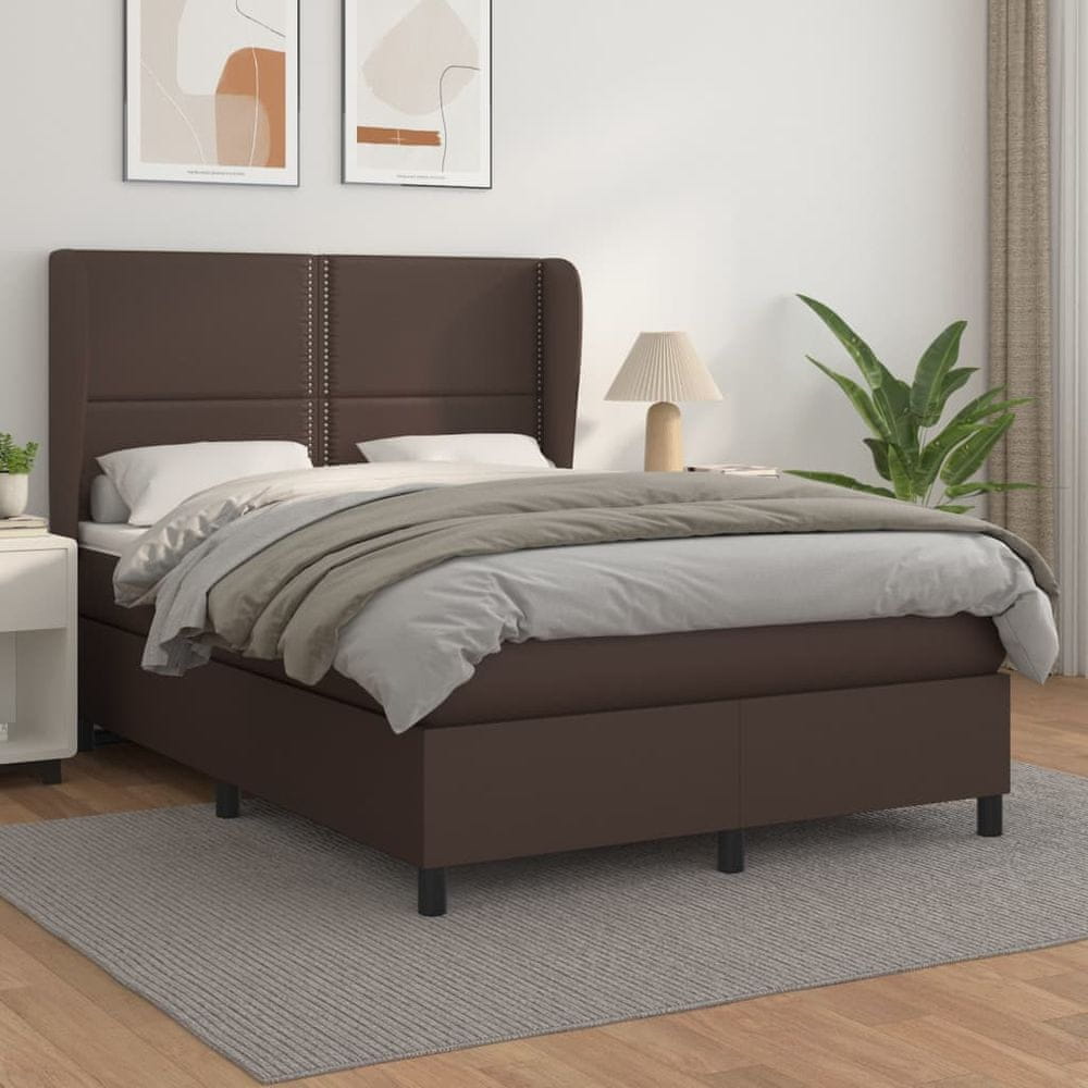 Petromila vidaXL Boxspring posteľ s matracom hnedá 140x190 cm umelá koža