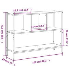 Vidaxl Knižnica hnedý dub 102x28x77,5 cm kompozitné drevo