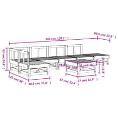 Vidaxl 7-dielna záhradná sedacia súprava čierna borovicový masív